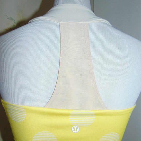 lululemon Yellow & White Polkadot Yoga Tank Top M - Picture 4 of 7